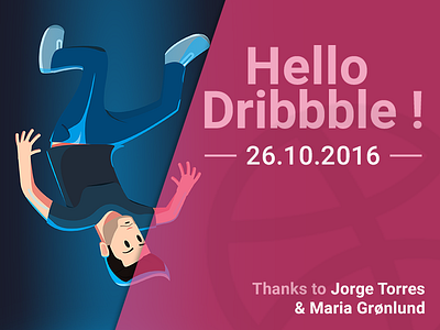 Hello Dribbble ! debut flat illustration the fall vector
