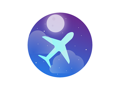 Aero above aero air plane clouds icon logo moon night sky stars vector view