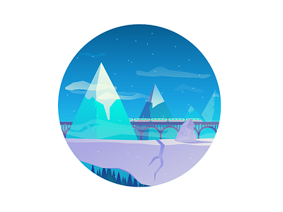 Blizzard blizzard cliff cold flat ice landscape minimalist mountain rock snow train vector