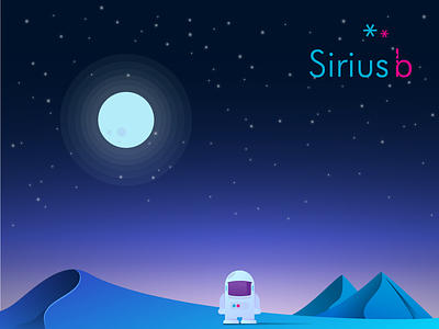 SiriusB astronaut flat gradients ground moon mountains siriusb space spaceman stars vector