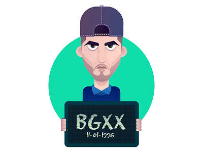 BGXx angry cap cell character design face green hat humour man shirt vector