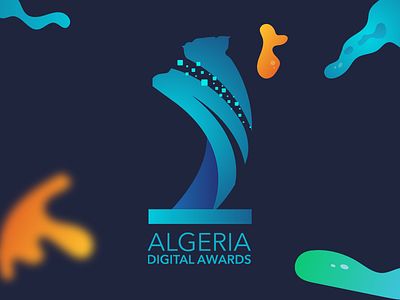 Algerian Digital Awards LOGO algeria award blue colors digital fluid identity logo map vector