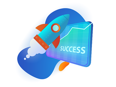 Startup graph illustration infographic progress rocket success vector