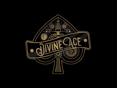 Divine Ace Logo ace cards dark geometric gold illustration logo playing cards poker vector vintage