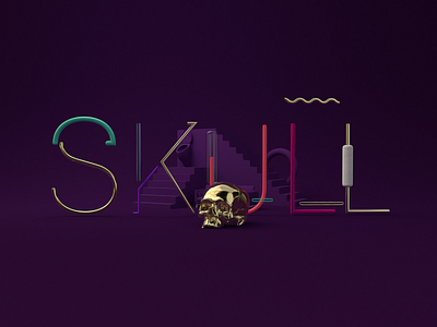 Skulls-Gold 3d arnoldrender artist c4d gold minimalist vector