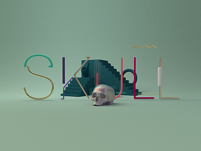 Skull pearlescent 3d type arnoldrender c4d design minimalist pearlescent skull typogaphy vector