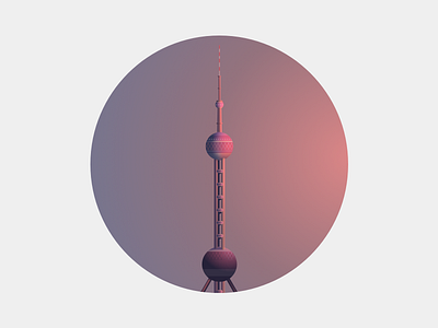 The Oriental Pearl Radio & TV Tower china color illustration shanghai ui，building