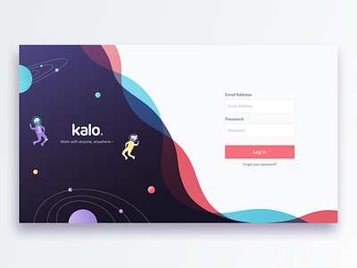 Kalo-login aliens app branding design freelancer illustration ui web