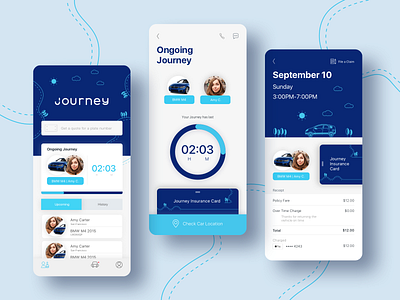 Journey-Redesign app app design branding car insurance design hourly insurance illustration insurance insurance app mobile mobile app mobile design mobile ui ui ux