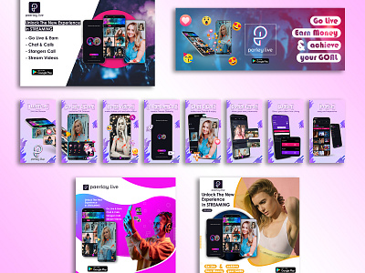 Parley Live | Playstore Images, Covers & Banner Design apps graphic banner cover graphic design illustration live stream app parley parley live parley live stream playstore image