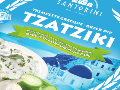 Santorini Gourmet greece label packaging tzatziki