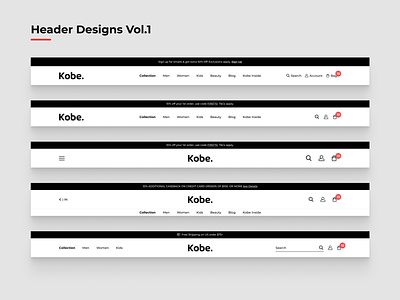 Header Designs Vol.1 ecommerce header header design ui uiux