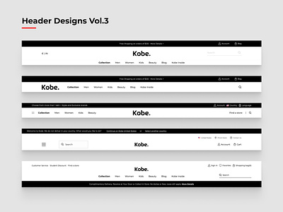 Header Designs Vol.3 ecommerce header header design ui uiux