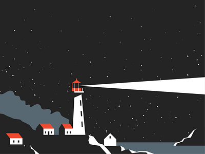 The Lighthouse beacon beam building cliff coast flat illustration landmark landscape light lighthouse nature nautical ray sailing seascape seashore signal silhouette tower