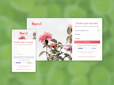 Daily UI 001: Sign Up 🌸 challenge daily daily ui dailyui floral flowers interface pink sign up ui web