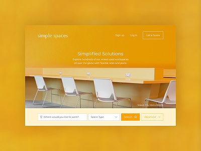 Daily UI 003: Landing Page coworking daily ui landing office orange page search spaces yellow