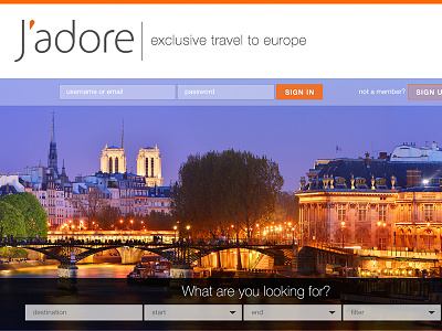 J'adore design portfolio responsive tourism ui web website