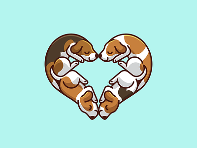 Love Puppies adorable animal beagle branding clever community creative cute dog doggy heart identity illustrative logo love lovely pet puppy sleeping smart