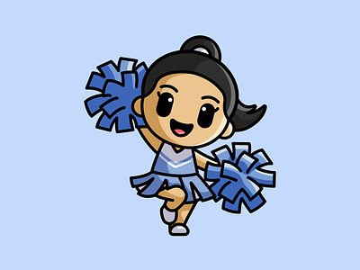 Cheerleader adorable beautiful cartoon character cheerleader cute dance event girl happy illustration pom positive school sport sticker stickers support uniform woman