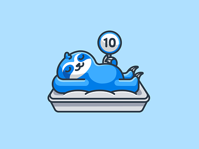 Sloth Relaxing on a Mattress animal bed cartoon character cute illustrative judge jury lazy logo mascot mattress outline relaxing review score sign sleep sleeping sloth