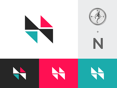 N + Compass abstract arrow brand branding compass concept digital direction identity initial logo modern monogram n needle north private equity symbol technology triangle