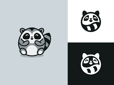 Fat Raccoon Rebranding animal black and white branding circle circular cute favicon geometry happy identity logo mark minimal monochrome one color raccoon rebranding redesign simple symbol icon