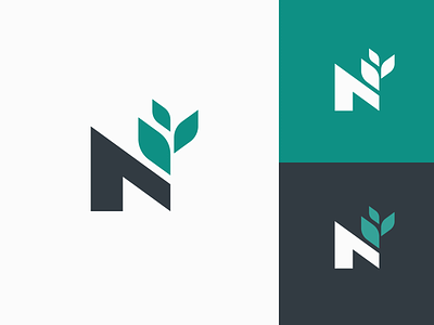 N + Growing Plant abstract brand branding digital finance growing growth identity logo mark marketing modern monogram n organic plant symbol technology tree typography