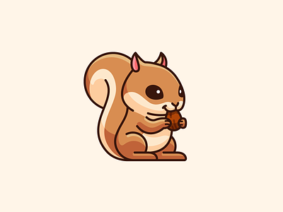 Squirrel adorable animal baby cartoon character children comic cute eating illustration kawaii lovely mascot nut peanut pet simple squirrel sticker tail