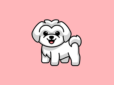 Maltese Puppy adorable animal cartoon character comic cute dog doggy fluffy fun happy illustration lovely maltese mascot pet playful puppy smile sticker design