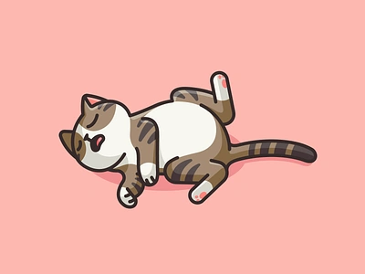 Cat Sleeping adorable cat character chubby cute exhausted fat funny humor illustration illustrative logo joke kitten lazy mascot pet relaxing sleep sleeping weekend