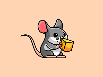 Mouse adorable animal cartoon character cheese chewing cute drawing eating illustration illustrative kawaii lovely mascot mice mouse pet rat simple sticker design