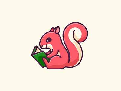 Squirrel Reading adorable animal cartoon character cute drawing friendly happy illustration illustrative learning library mascot pet playful reading smart smile squirrel study