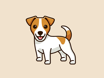 Jack Russell Terrier adorable animal breed canine cartoon character cute dog doggy drawing happy illustration jack russell lovely mascot puppy smile standing sticker design terrier