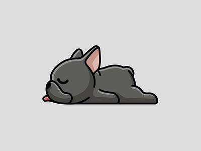 French Bulldogs adorable animal cartoon character cute dog doggy french bulldog frenchie funny illustration lazy lying down mascot pet puppy rest simple sitting sleep