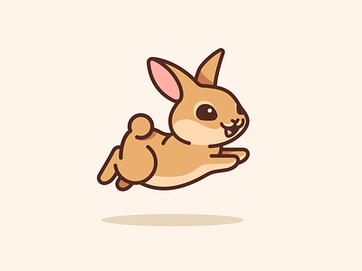 Bunny Jumping adorable animal binky bunny cartoon character comic cute dynamic happy illustration jumping lovely mascot movement outline pet rabbit running simple