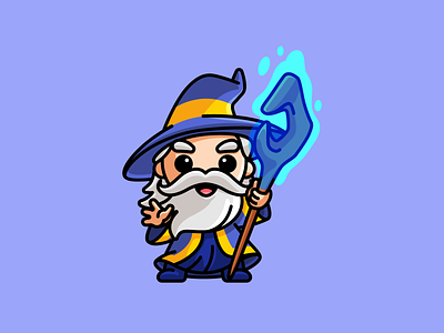 Wizard adorable avatar banner character cloak cute fantasy game hat illustrative logo magic magician mascot old twitch twitter witch wizard youtube