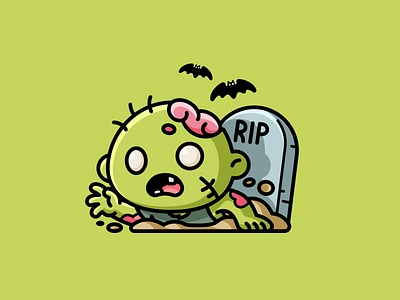 Zombie adorable bats cartoon cemetery character children creepy cute dead graveyard halloween helloween illustration mascot monster resurrection rip scary spooky zombie