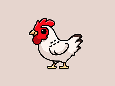 Chicken adorable agriculture animal beak bird cartoon character chicken cute farm feather happy hen illustration mascot outline rooster simple smile walking