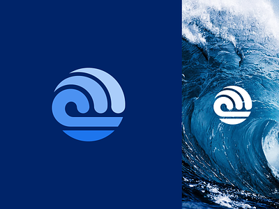 Ocean Waves abstract blue brand branding circle circular concept curling idea identity initial logo mark o ocean shape splash symbol water wave