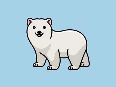 Polar Bear adorable animal antarctica arctic cartoon character cute friendly happy ice illustration mascot north outline polar bear predator walking white wildlife winter