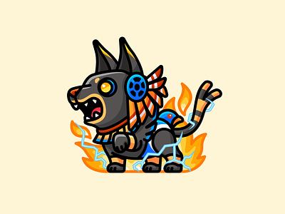 Xolotl adorable animal aztec character cultural culture cute dead dog fire god illustration lightning mascot monster mythology scary serious teeth xolotl