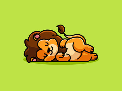 Sleeping Lion adorable character children cute enjoy friendly happy illustration kids king lazy lion lovely lying down mascot positive relaxing sleeping smiling sunday