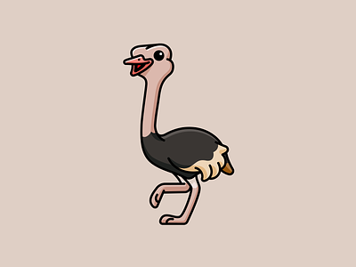 Ostrich adorable animal bird cartoon character children comic cute friendly funny illustration kids mascot ostrich outline simple