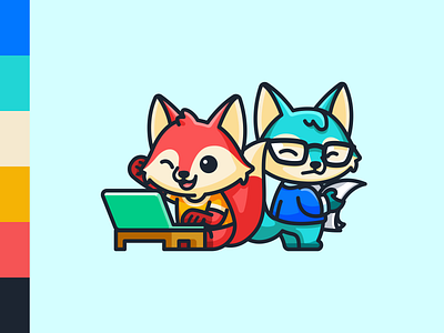 Thunk Characters cartoon cartoony character child children comic content critic cute fox happy illustration laptop mascot messy neat personality publisher thunk writer