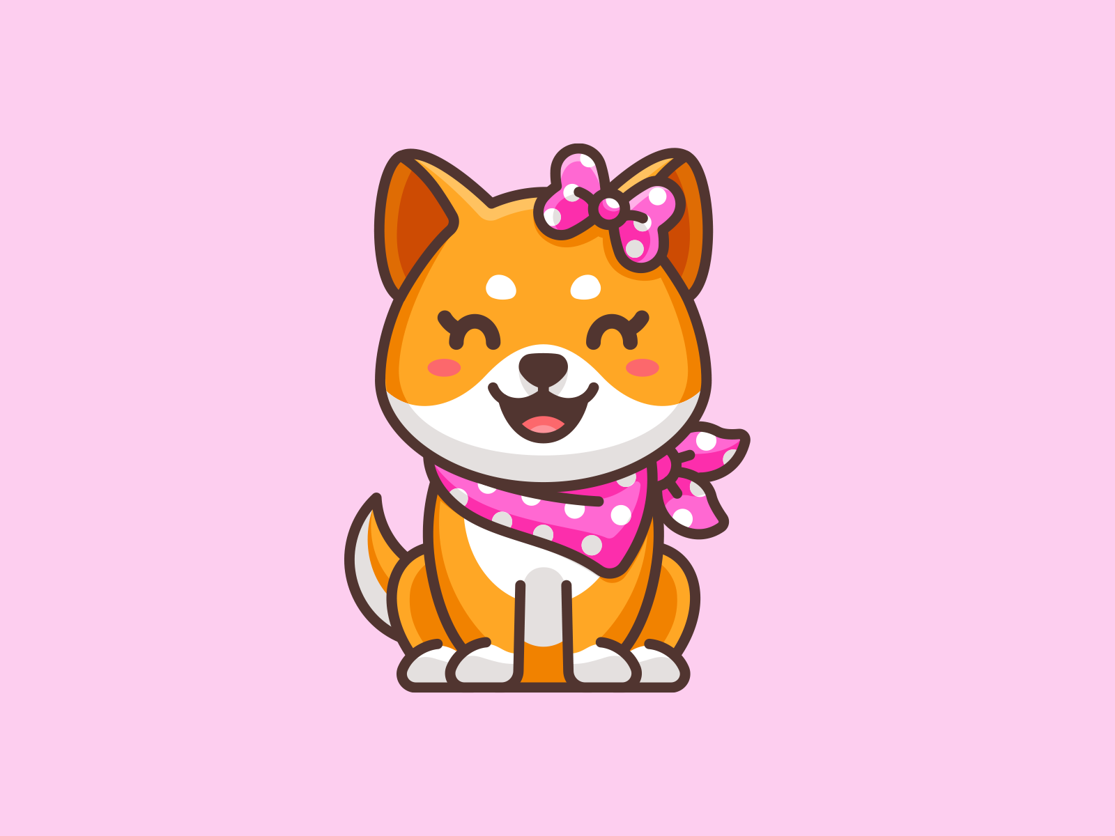 Female Shiba adorable character coin crypto cryptocurrency cute dog doge doggy female girl happy illustration japanese mascot pink polkadot scarf shiba inu token