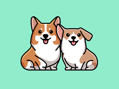 The Corgis adorable animal best friend breed cartoon character corgi cute dog doggie doggy friendly fun happy illustration kawaii mascot pembroke welsh pet playful