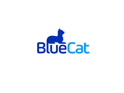 Blue Cat animal blue brand branding cat identity logo pet software tail tech technology