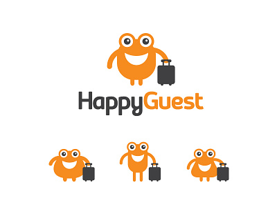 Happy Guest brand cartoon character cute guest happy hotel identity illustration logo mascot rental