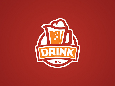 Let's Drink! bar beer crest drink emblem enjoy fun happy identity logo party pitcher