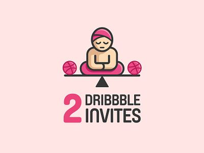 2 Dribbble Invites branding character dribbble guru identity illustration invitation invite logo mascot meditation yoga